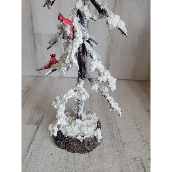 Large red cardinal bird frosted ice tree home decor xmas - Picture 3 of 6